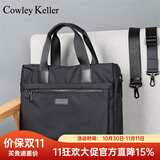 COWLEY KELLER商务公文包男士手提包大容量电脑包通勤出差公务包斜挎包律师包男 CK黑色 38*9*28cm 14英寸
