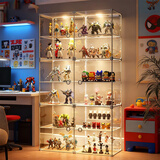 蔻丝【四面全透明】手办乐高展示柜盲盒模型收纳盒大容量柜玩具展示架 2列12格+2灯+平角扣