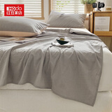 红豆100%新疆棉色织床单单件纯棉全棉单人宿舍家用双人水洗棉被单 G山灰 床单两件套：120*230cm+枕套1只