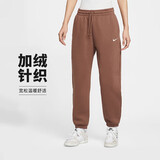 耐克NIKE女子针织加绒 高腰收腿裤 运动长裤FZ5997-265棕 S