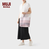 无印良品（MUJI） 手编包 环保材料 手提包菜篮子编织包 包包 度假沙滩包 4色烟熏粉色格纹/大 NONE