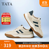 他她（TATA）男士阿甘男鞋复古德训鞋男运动休闲鞋厚底板鞋小白鞋PCB01AM5 米/蓝 41