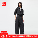 优衣库【惊喜价】女装男装宽松廓形牛仔裤/弯刀镰刀裤子479000 08 深灰色 27 /160/68A