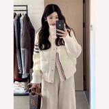 佐叙针织拼接羽绒棉服女秋冬季新款立领轻薄百搭保暖加厚短款棉衣外套 杏色 L （80-105斤）