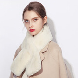 达芬奇密码 冬季流行时尚日系可爱仿獭兔毛纯色围脖 奶白
