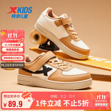 特步（XTEP）儿童童鞋空军一号经典四季百搭板鞋 帆白/棕灰色 38