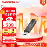 闪迪（SanDisk）512GB USB3.2 Gen2 固态U盘 CZ820 读速高达1000MB/s 写速900MB/s 支持密码保护 大容量优盘