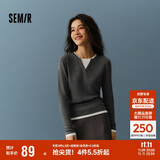 森马（Semir）森马毛衣女短款假两件含羊毛针织衫24冬新款保暖内搭109724107015
