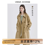 VEGA CHANG风衣女中长款2025春秋季新款韩版收腰经典时尚外套ins潮 鹭茶色 S