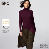 优衣库女装HEATTECH EXTRA WARM 混纺高领T恤/长袖 9%羊绒 478954 478954/18暗红色 M