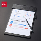 得力（deli）A4带笔插磁吸皮质会议板夹 文件夹会议商务书写夹板报告夹写字垫板办公用品 PE152(黑)