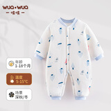 wua·wua婴儿连体衣秋季保暖加厚秋冬季套装新生儿夹棉男女宝宝冬装棉衣 蓝小熊（150g厚棉） 73cm (建议6-9月 14-18斤)
