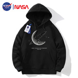 NASA GISS官方潮牌联名春秋卫衣男潮流宽松外套青少年连帽上衣 黑色 M 