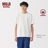 无印良品（MUJI）男式天竺编织圆领短袖T恤男士打底衫男款休闲上衣夏季男装 白色 L (175/100A)
