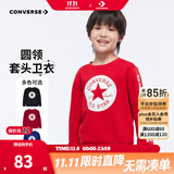 Converse匡威男童卫衣春秋新款上衣女大童套头打底衫加绒长袖红色儿童卫衣 探戈红-加绒 24批冬 110 /56 【建议身高104-110cm】