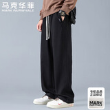马克华菲休闲裤男士春秋季时尚百搭卫裤宽松直筒运动长裤 黑色 2XL