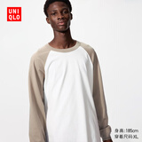 优衣库男装女装宽松插肩袖T恤/休闲长袖上衣484016 31 米色 S /165/84A