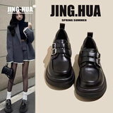 靖话英伦风小皮鞋女2025秋冬季新款单鞋日系jk制服百搭玛丽珍乐福鞋子 黑色 36 (230mm)