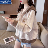 莫代尔连帽卫衣外套女2025春秋冬季新款韩版百搭宽松短款小个子上衣女装 MX-7-8115_杏色（不） 加绒 XL