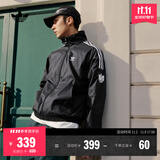 adidas休闲简约三条纹梭织立领夹克外套男装秋季阿迪达斯三叶草   黑色（推荐选大一码）   XS