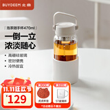 北鼎（Buydeem）泡茶随手杯 茶水分离水杯大容量玻璃杯高颜值茶杯便携办公礼物 【燕麦白】随心饮|茶水分离470ml