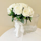 立始新婚领证手捧花新娘结婚高级感仿真干花球婚纱照婚礼当天永生花 森系大朵玫瑰流苏手柄 22*31cm