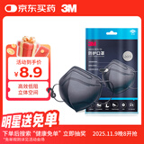 3M口罩9513轻型N95立体一次性KN95防沙尘防飞沫防雾霾颗粒物黑色5只