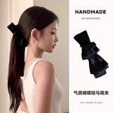 Dikalu韩版缎面多层蝴蝶结香蕉夹女2025新款甜美扎马尾高级感竖夹盘发夹