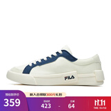 FILA FUSION斐乐男鞋POP帆布鞋潮牌男子潮流板鞋街拍运动休闲鞋男 奶白/徽章蓝-GB 43