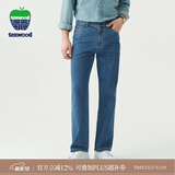 texwood苹果牌牛仔裤男秋冬经典水洗直筒中青年休闲裤轻奢男士裤子 【品牌经典款】浅蓝色 35 码 腰围92.5cm/2.8尺