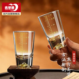 青苹果白酒杯精致二两杯6只装 手握金山 加厚水晶玻璃带刻度观山杯