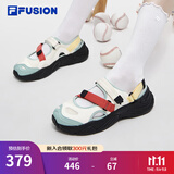 斐乐（FILA）FUSION斐乐玛丽珍凉鞋女鞋新款凉拖魔术贴海螺沙滩鞋 雪白/港灰绿-SH 38.5