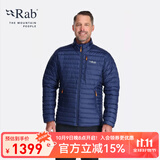 Rab 男士700蓬运动羽绒Microlight防泼水防撕轻量羽绒服403g QDB-16 藏蓝/橙-DIM M