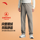 安踏男裤运动裤加绒男士秋冬季新款加厚保暖直筒休闲卫裤针织长裤子 【针织加绒款】青铜色-2 L (175) /适合120-140斤