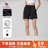 骆驼速干短袖T恤男士透气宽松休闲运动户外跑步青年夏季bj 112黑色 女款 2XL