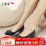 红蜻蜓时尚方扣通勤高跟鞋女士单鞋气质优雅粗跟女鞋WLB33095 黑色 36
