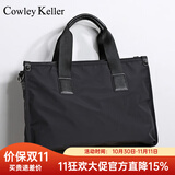 COWLEY KELLER男士手提包帆布公文包男商务通勤包大容量电脑包办公律师包斜挎包 黑色 中号 38*11*28cm 中号14寸 / 大号15寸