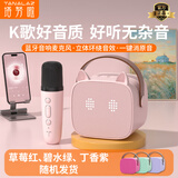 塔努啦（TANALAZ）话筒音响一体麦克风无线蓝牙全民唱k歌儿童卡拉OK户外家庭ktv套装樱花粉【单话筒】