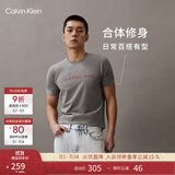 Calvin KleinJeans夏季男女情侣中性年轻ck多色印花透气修身短袖T恤J320931 P2D-鸽子灰 L （推荐145-160斤）