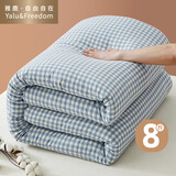 雅鹿·自由自在A类抗菌纤维被子被芯秋冬天季双人加厚褥棉被8斤200x230cm 蓝小格