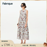 Fabrique巴洛克玫瑰桑蚕丝棉荷叶边印花无袖连衣裙2025夏季新品长裙 雾灰色 S