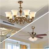 可洛 欧式吊灯客厅灯全铜餐厅灯美式复古灯具卧室灯别墅楼梯灯饰 两件套（A4）包安装