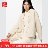 优衣库【惊喜价】女装男装仿羊羔绒摇粒绒休闲开衫长袖宽松479616 01 乳白色 L /160/88A
