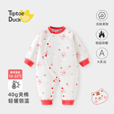 翘脚鸭婴儿衣服40g新生儿连体衣加厚夹棉服保暖秋冬季满月宝宝纯棉睡衣