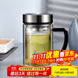 希诺双层玻璃杯男家用商务办公水杯带手柄泡茶杯子XN-9320 290mL