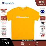 Champion夏季经典款印花草写LOGO圆领休闲运动T恤无性别冠军短袖男女情侣 黄色(偏薄） XL