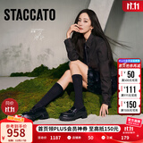 思加图【杨幂同款】2025新款秋叶伯爵乐福鞋厚底小皮鞋EGB27CA5 英伦黑 36