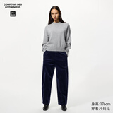 优衣库合作款/女装灯芯绒廓形长裤/弯刀镰刀裤子479663 69 藏青色 M /160/68A