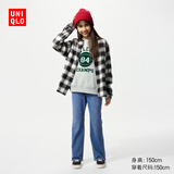 优衣库童装女童微喇牛仔裤水洗产品喇叭休闲长裤479102 65 宝蓝色 140