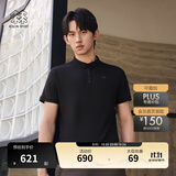 KOLON SPORT/可隆速干POLO 男士吸湿小翻领抗菌户外运动印花短袖 LHPT5MTT31-BK 黑色 M 170/92A